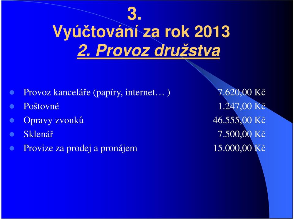 ) Poštovné Opravy zvonků Sklenář Provize za prodej