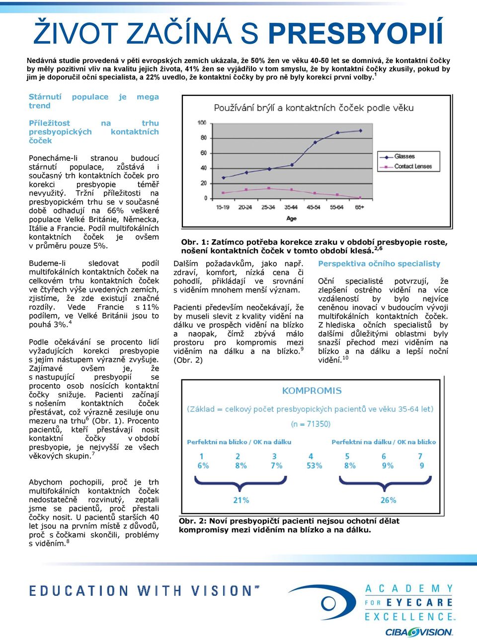 1 Stárnutí populace je mega trend Příležitost na trhu presbyopických kontaktních čoček Ponecháme-li stranou budoucí stárnutí populace, zůstává i současný trh kontaktních čoček pro korekci presbyopie