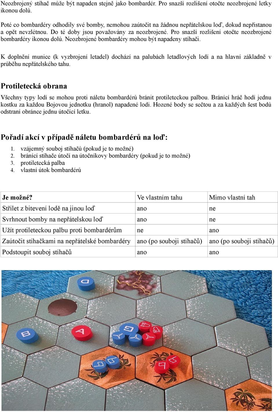 Pro snazší rozlišení otočte neozbrojené bombardéry ikonou dolů. Neozbrojené bombardéry mohou být napadeny stíhači.