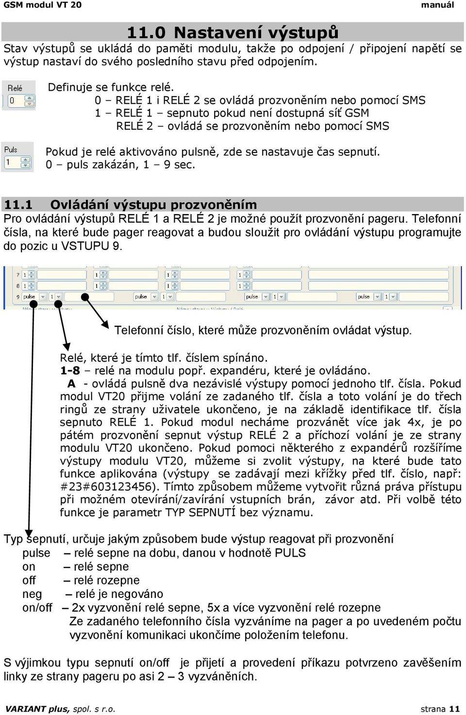 0 RELÉ 1 i RELÉ 2 se ovládá prozvoněním nebo pomocí SMS 1 RELÉ 1 sepnuto pokud není dostupná síť GSM RELÉ 2 ovládá se prozvoněním nebo pomocí SMS Pokud je relé aktivováno pulsně, zde se nastavuje čas