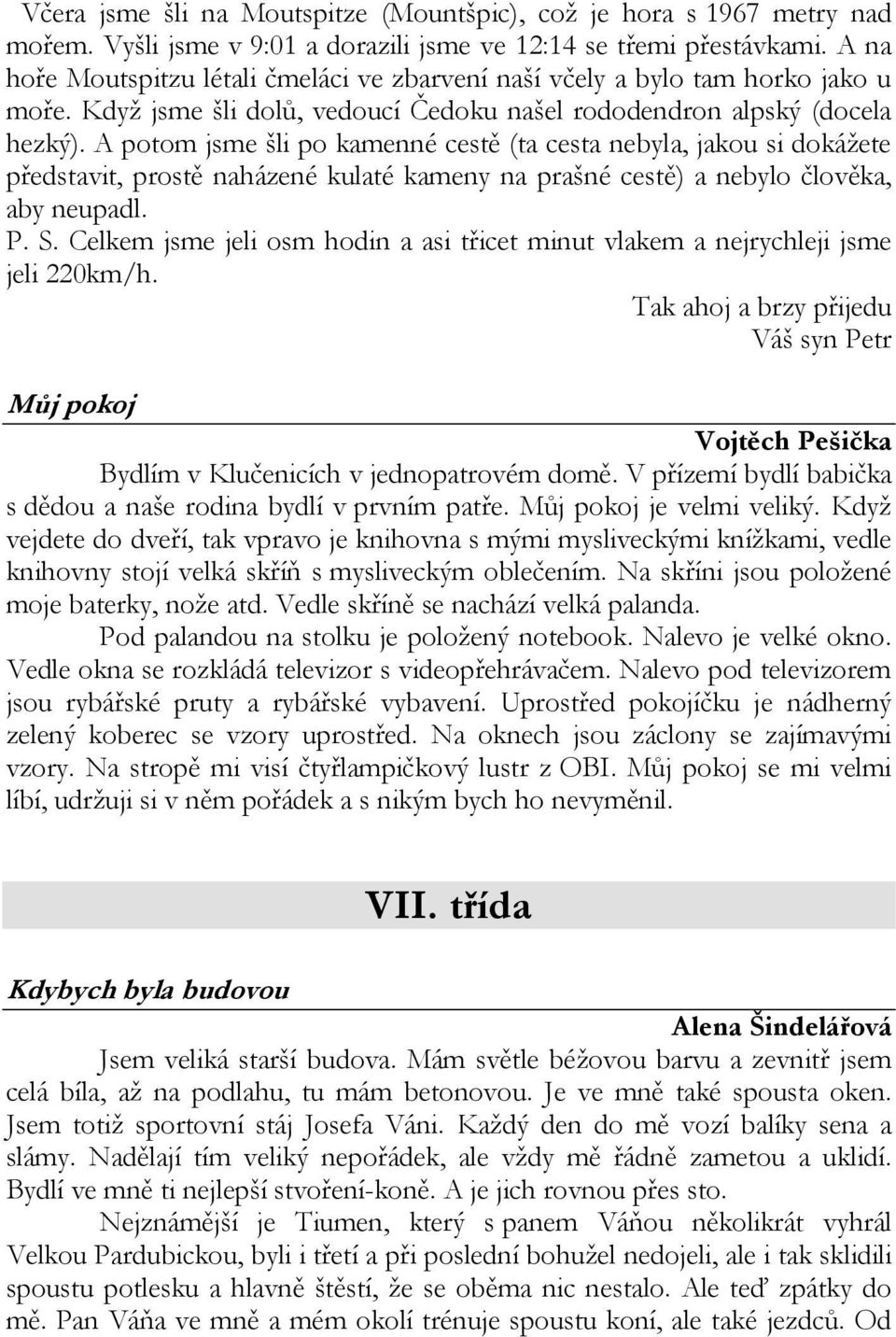 A potom jsme šli po kamenné cestě (ta cesta nebyla, jakou si dokážete představit, prostě naházené kulaté kameny na prašné cestě) a nebylo člověka, aby neupadl. P. S.