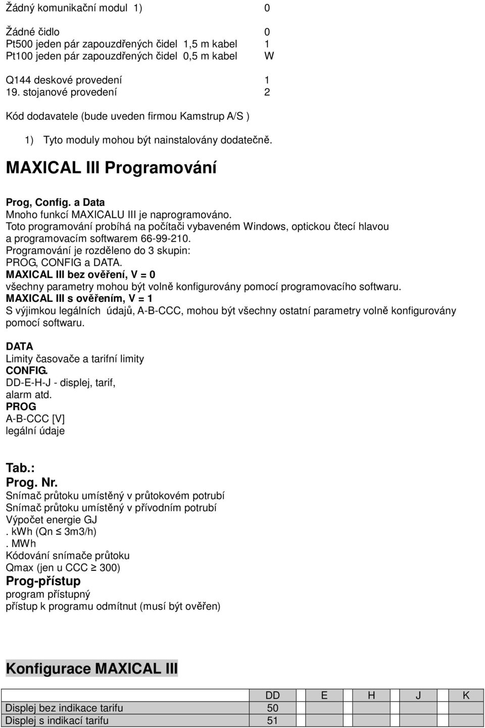 a Data Mnoho funkcí MAXICALU III je naprogramováno. Toto programování probíhá na počítači vybaveném Windows, optickou čtecí hlavou a programovacím softwarem 66-99-210.