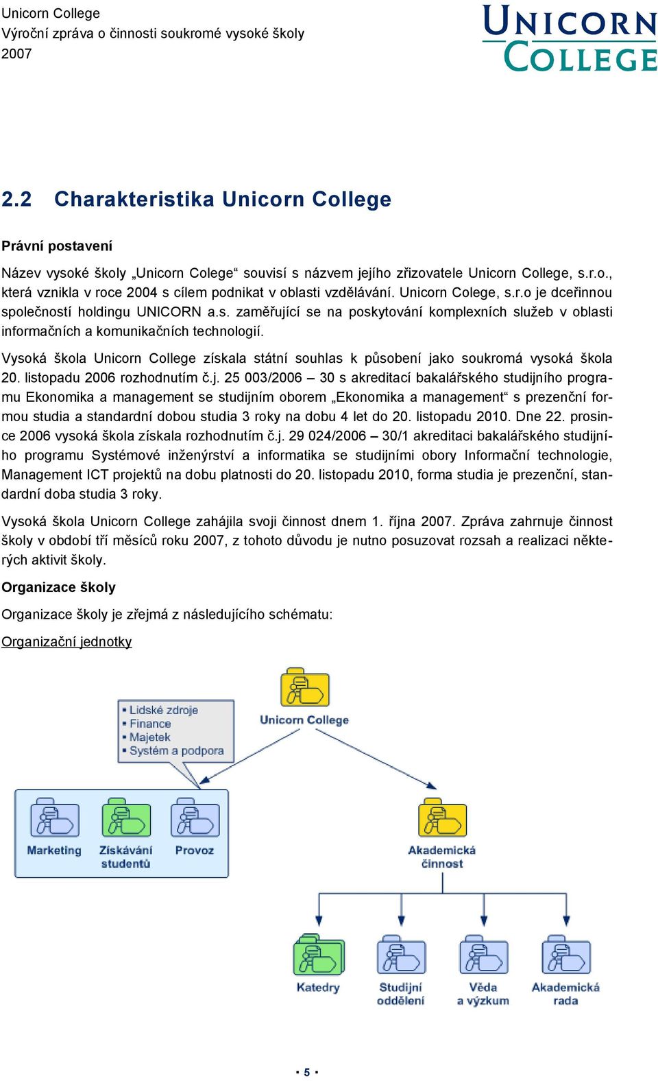 Vysoká škola Unicorn College získala státní souhlas k působení ja