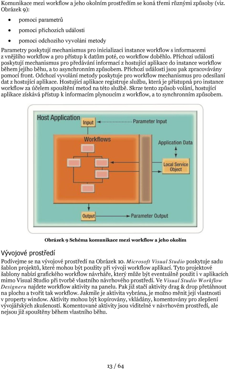 přístup k datům poté, co workflow doběhlo. Příchozí události poskytují mechanismus pro předávání informací z hostující aplikace do instance workflow během jejího běhu, a to asynchronním způsobem.