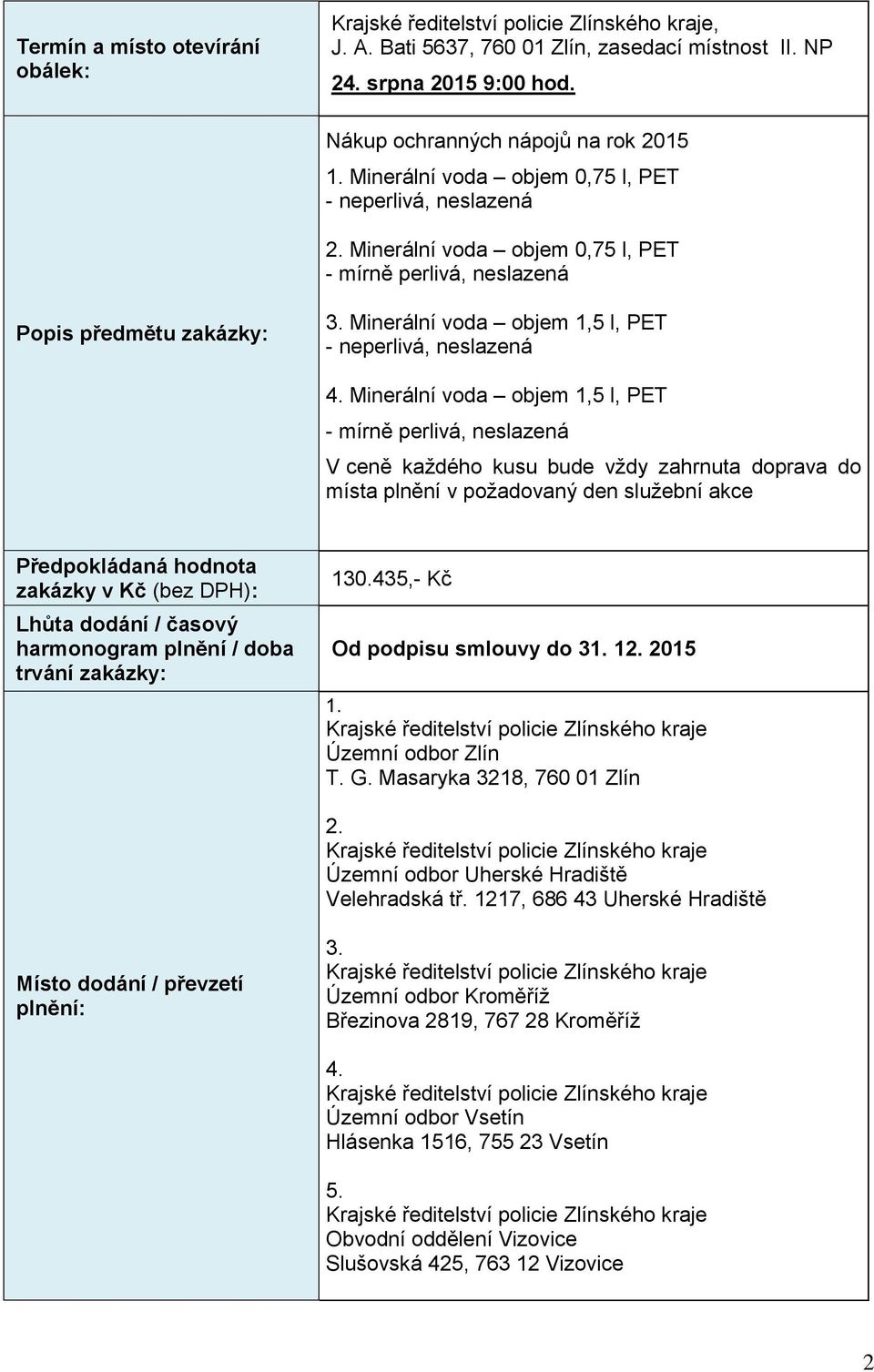 Minerální voda objem 1,5 l, PET - neperlivá, neslazená 4.