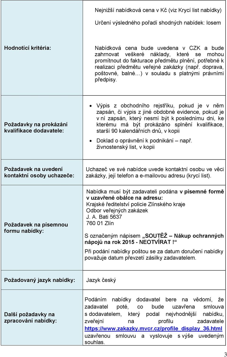 Požadavky na prokázání kvalifikace dodavatele: Výpis z obchodního rejstříku, pokud je v něm zapsán, či výpis z jiné obdobné evidence, pokud je v ní zapsán, který nesmí být k poslednímu dni, ke