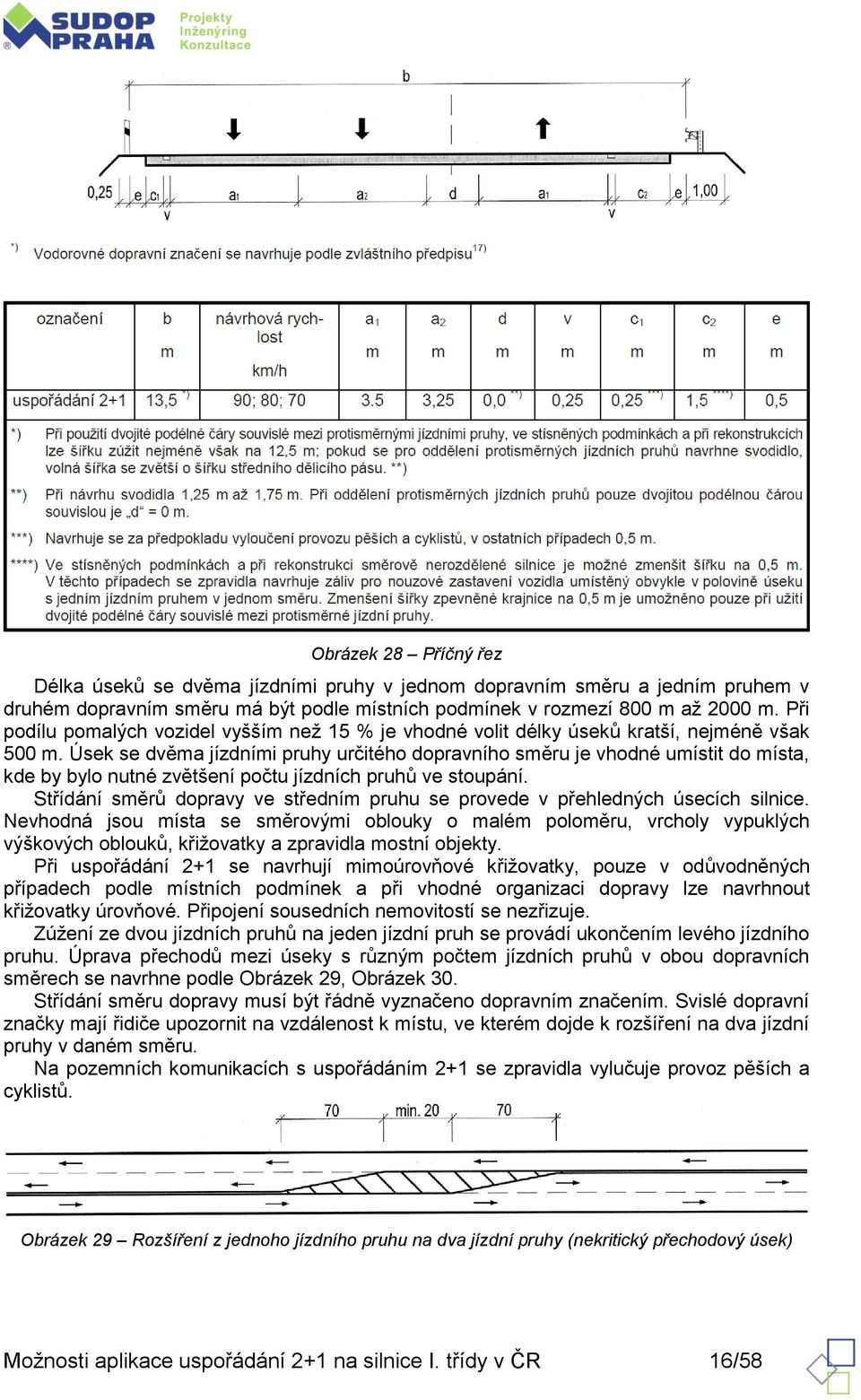 Úsek se dvěma jízdními pruhy určitého dopravního směru je vhodné umístit do místa, kde by bylo nutné zvětšení počtu jízdních pruhů ve stoupání.