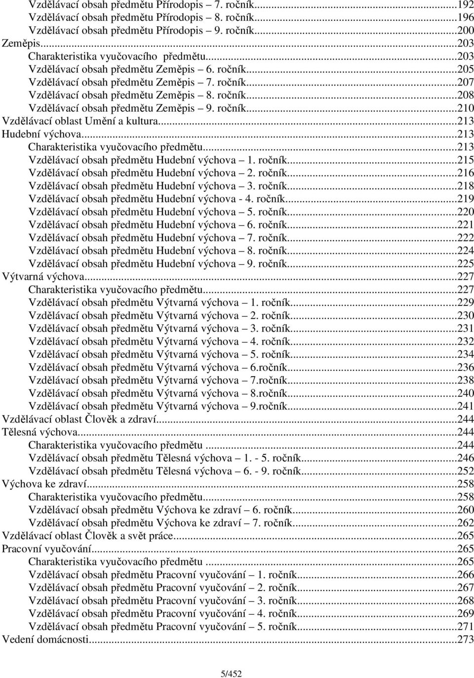 ročník...210 Vzdělávací oblast Umění a kultura...213 Hudební výchova...213 Charakteristika vyučovacího předmětu...213 Vzdělávací obsah předmětu Hudební výchova 1. ročník.