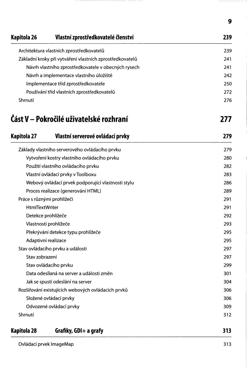 rozhraní 277 Kapitola 27 Vlastní serverové ovládací prvky 279 Základy vlastního serverového ovládacího prvku 279 Vytvoření kostry vlastního ovládacího prvku 280 Použití vlastního ovládacího prvku 282