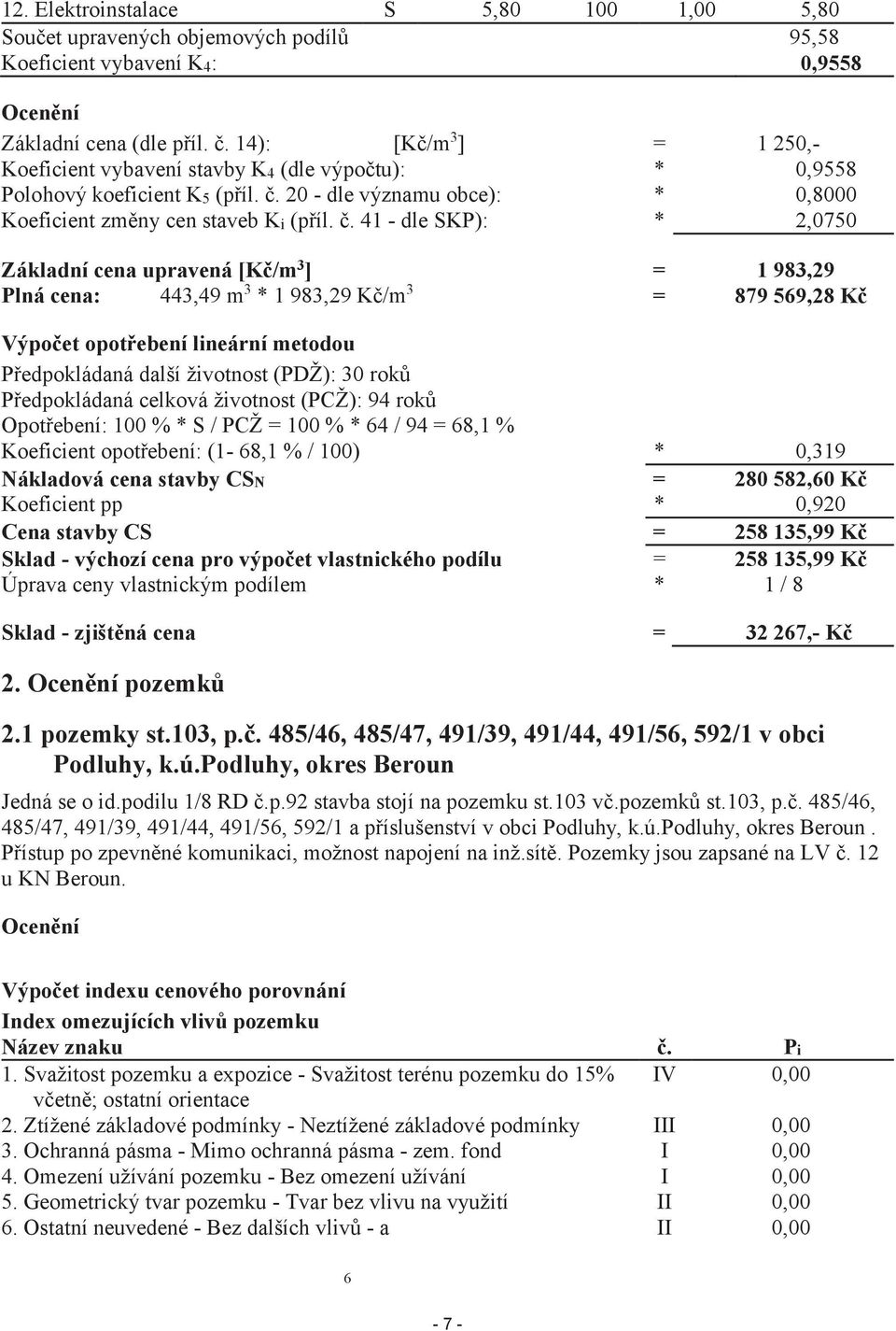 20 - dle významu obce): * 0,8000 Koeficient změny cen staveb Ki (příl. č.