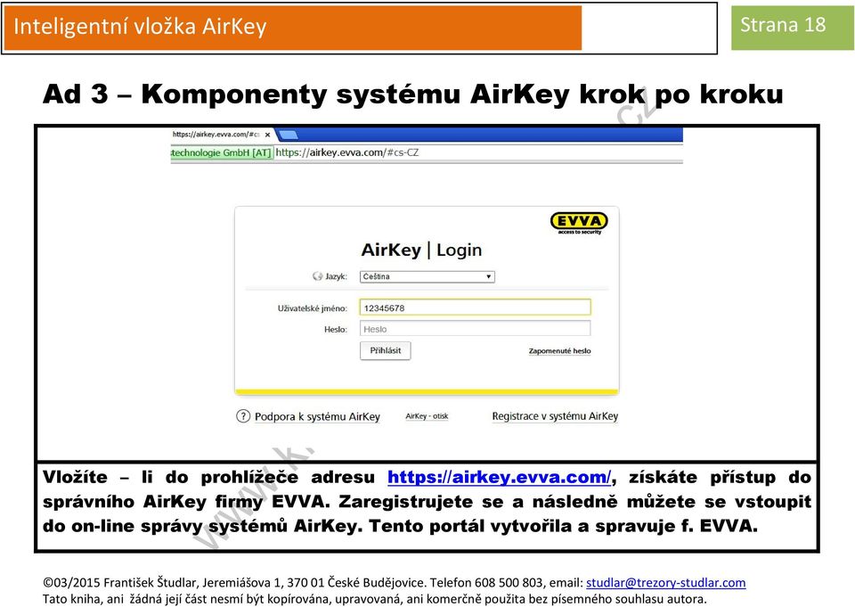 com/, získáte přístup do správního AirKey firmy EVVA.