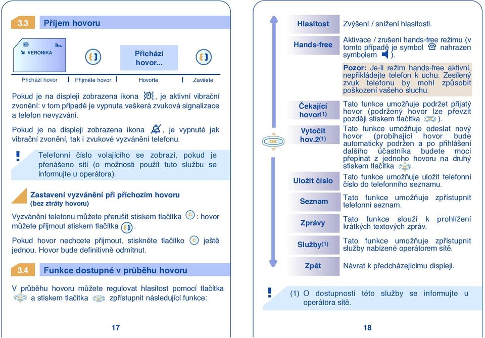 Pokud je na displeji zobrazena ikona, je vypnuté jak vibraãní zvonûní, tak i zvukové vyzvánûní telefonu.