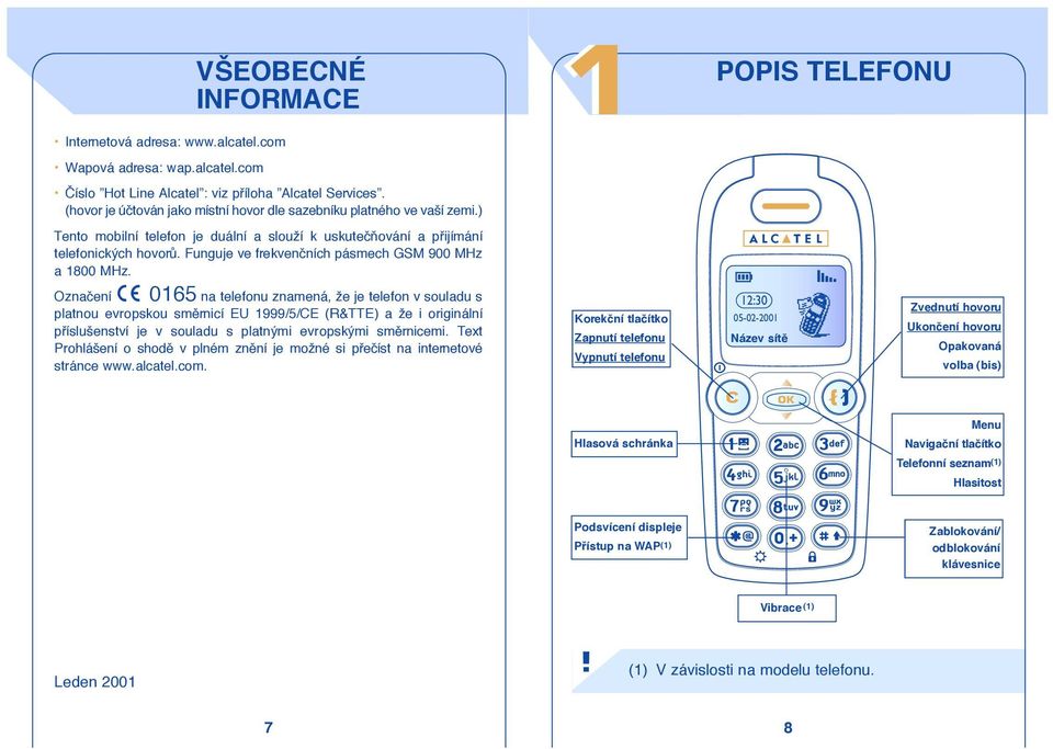 Funguje ve frekvenãních pásmech GSM 900 MHz a 1800 MHz.