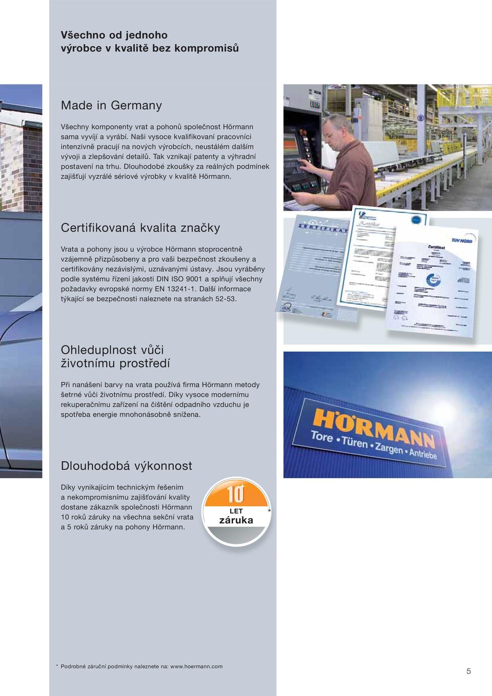 Dlouhodobé zkoušky za reálných podmínek zajišťují vyzrálé sériové výrobky v kvalitě Hörmann.