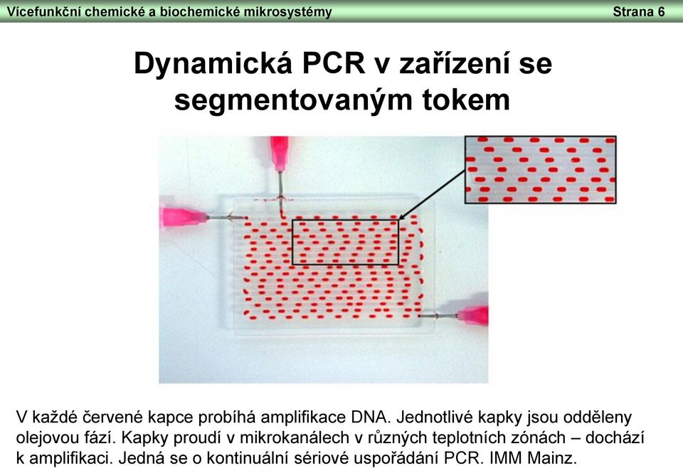 Jednotlivé kapky jsou odděleny olejovou fází.