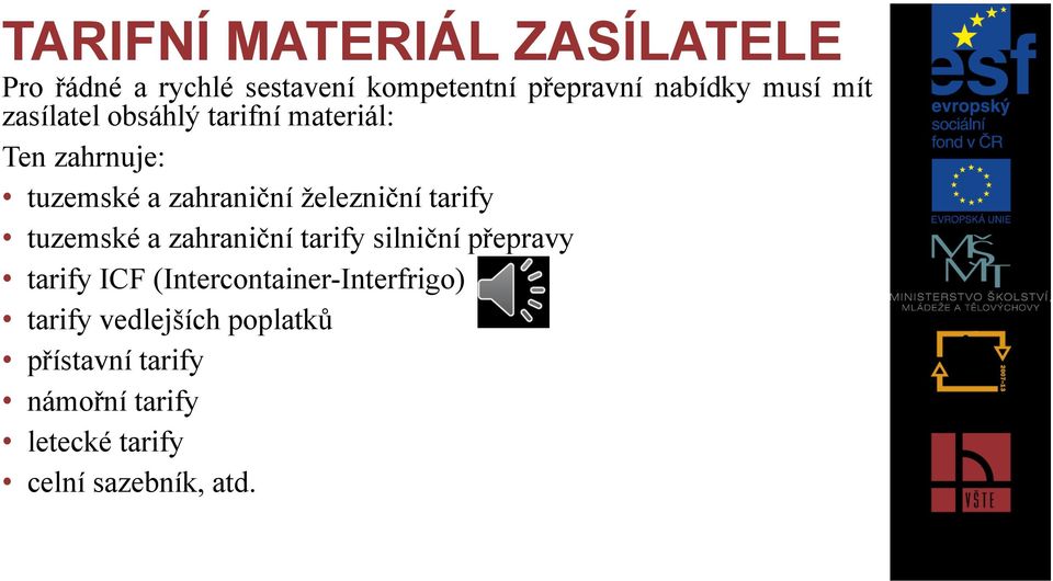 tarify tuzemské a zahraniční tarify silniční přepravy tarify ICF