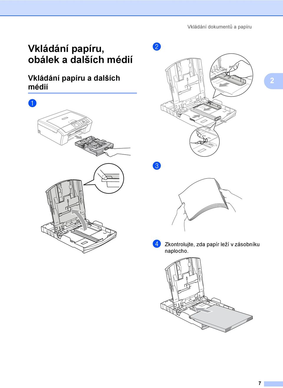 Vkládání papíru a dalších médií 2 2 a c d