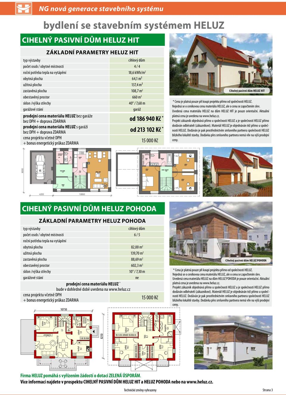 střechy 40 / 7,68 m garážové stání garáž prodejní cena materiálu HELUZ bez garáže bez DPH + doprava ZDARMA od 186 940 Kč * prodejní cena materiálu HELUZ s garáží bez DPH + doprava ZDARMA od 213 102