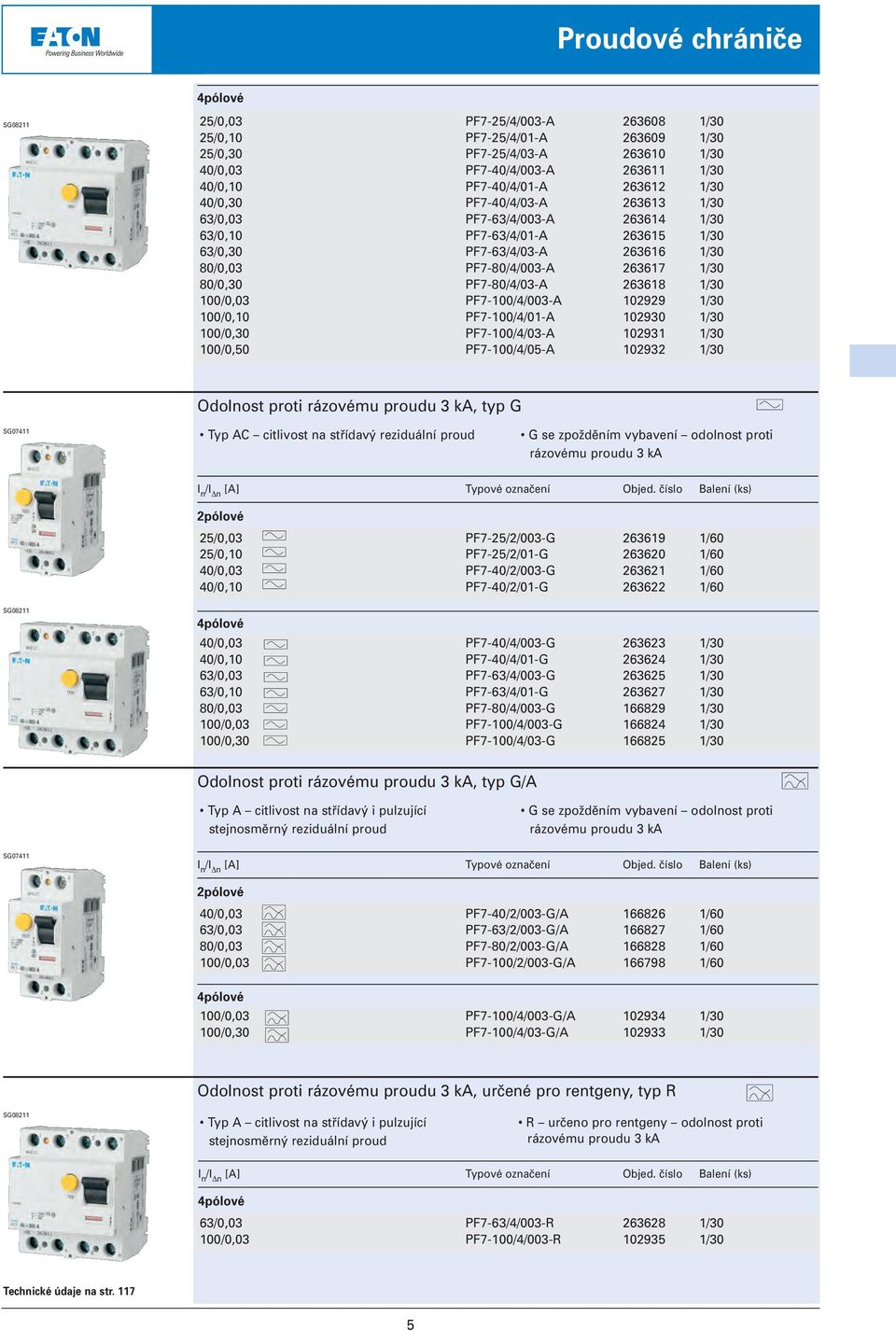 PF7-80/4/003-A 263617 1/30 PF7-80/4/03-A 263618 1/30 PF7-100/4/003-A 102929 1/30 PF7-100/4/01-A 102930 1/30 PF7-100/4/03-A 102931 1/30 PF7-100/4/05-A 102932 1/30 Odolnost proti rázovému proudu 3 ka,
