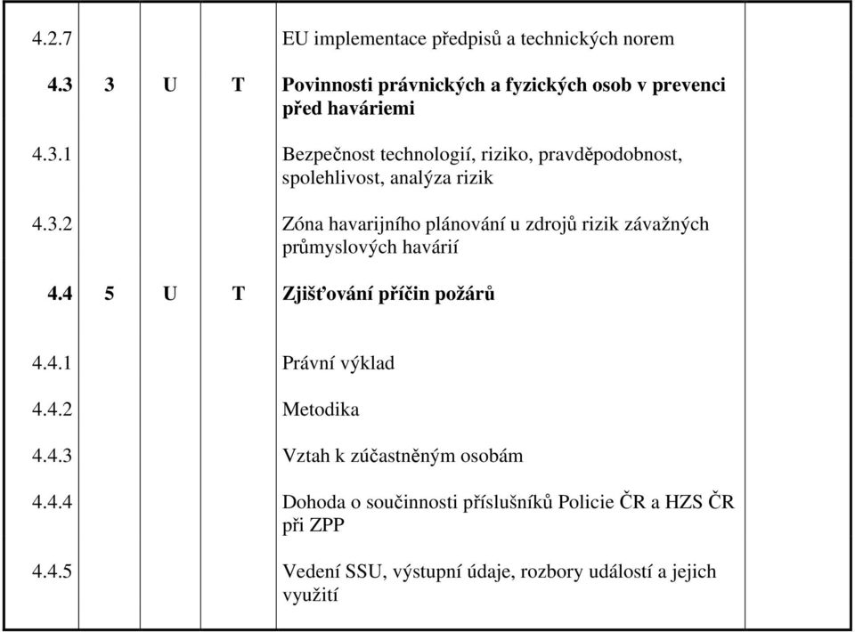 3.2 Zóna havarijního plánování u zdrojů rizik závažných průmyslových havárií 4.4 5 U T Zjišťování příčin požárů 4.4.1 Právní výklad 4.