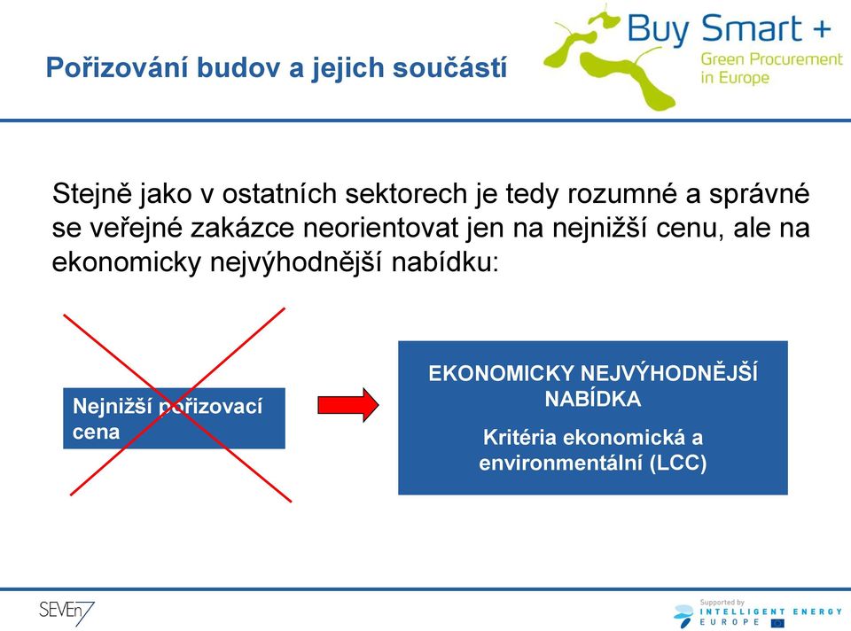 cenu, ale na ekonomicky nejvýhodnější nabídku: Nejnižší pořizovací cena