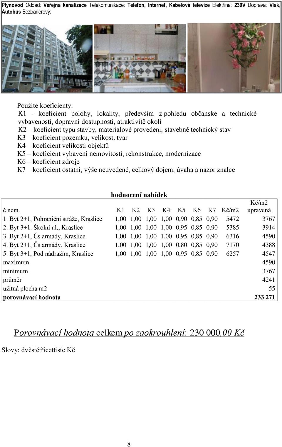 velikost, tvar K4 koeficient velikosti objektů K5 koeficient vybavení nemovitosti, rekonstrukce, modernizace K6 koeficient zdroje K7 koeficient ostatní, výše neuvedené, celkový dojem, úvaha a názor