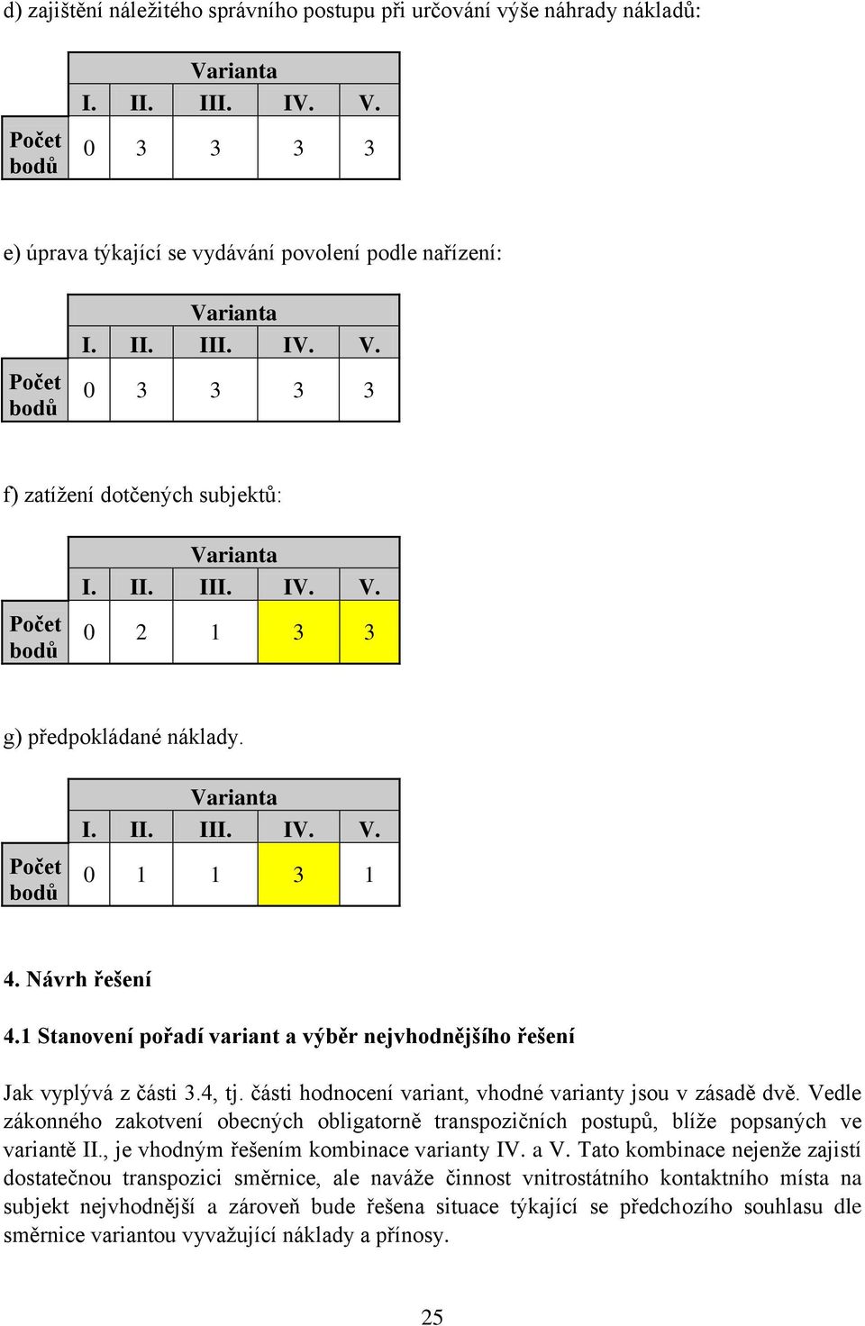 1 Stanovení pořadí variant a výběr nejvhodnějšího řešení Jak vyplývá z části 3.4, tj. části hodnocení variant, vhodné varianty jsou v zásadě dvě.