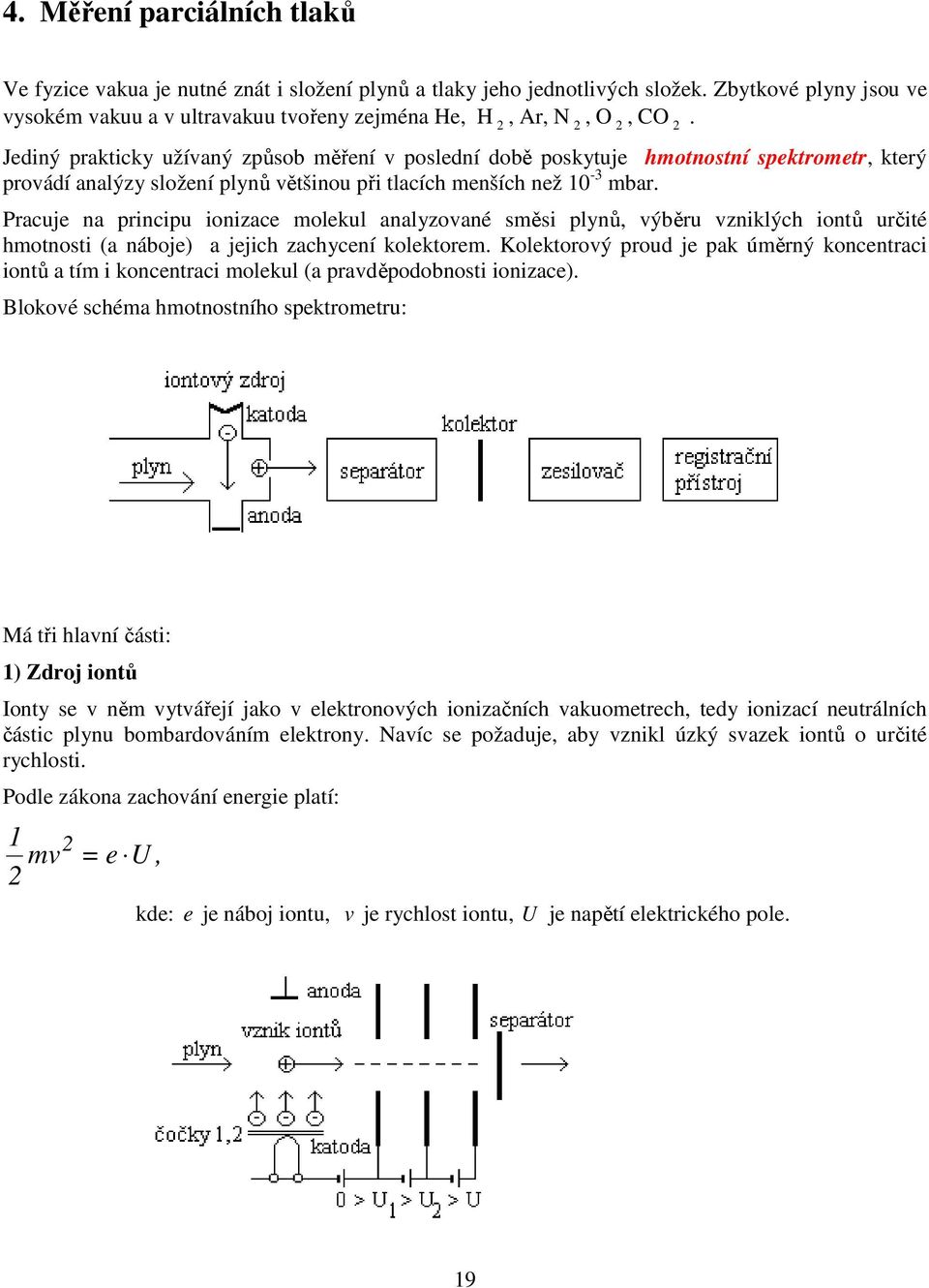 Jediný prakticky užívaný způsob měření v poslední době poskytuje hmotnostní spektrometr, který provádí analýzy složení plynů většinou při tlacích menších než 10-3 mbar.