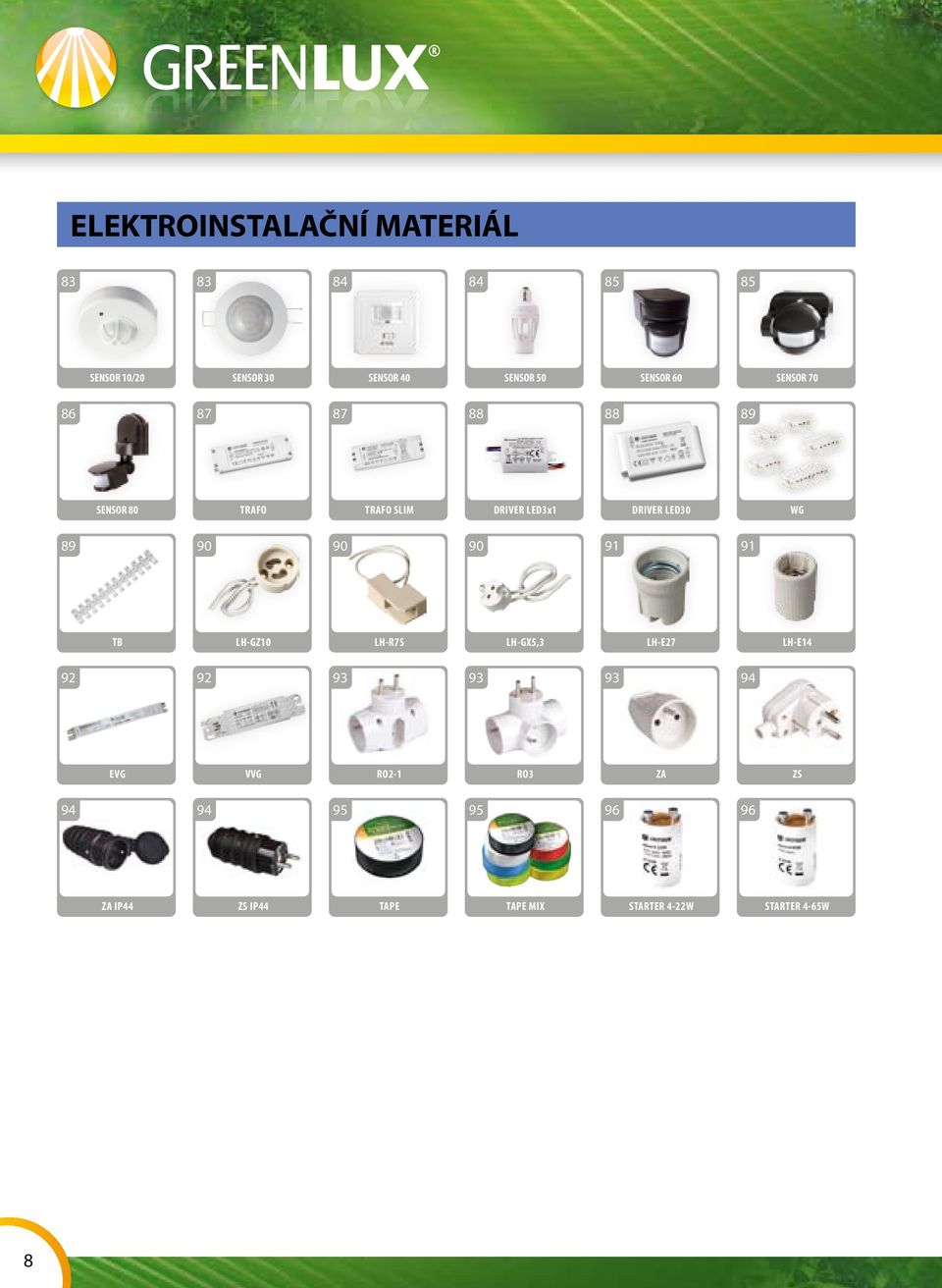 LED30 WG 89 90 90 90 91 91 TB LH-GZ10 LH-R7S LH-GX5,3 LH-E27 LH-E14 92 92 93 93 93 94 EVG