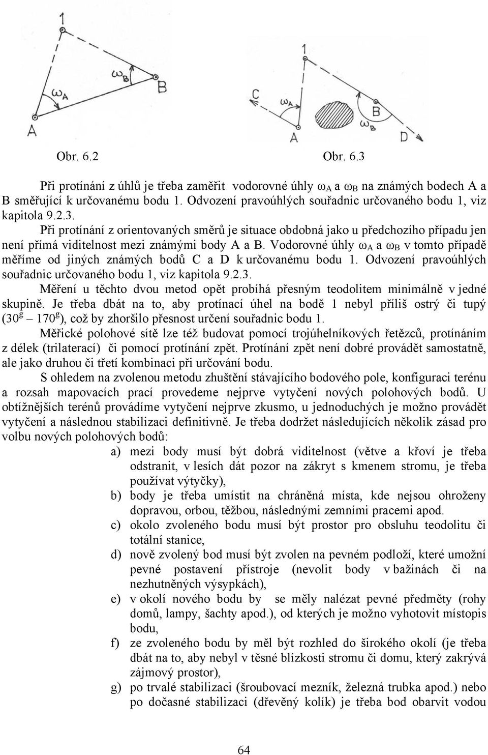 Při protínání z orientovaných směrů je situace obdobná jako u předchozího případu jen není přímá viditelnost mezi známými body A a B.