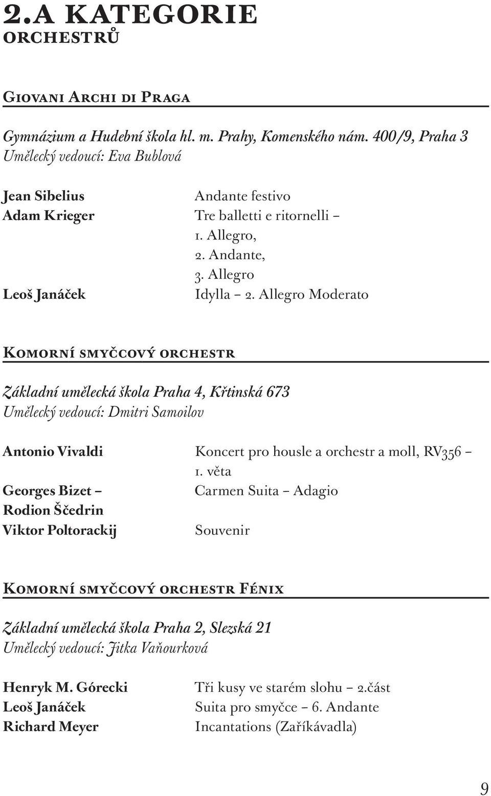 Allegro Moderato Komorní smyčcový orchestr Základní umělecká s kola Praha 4, Křtinská 673 Umělecký vedoucí: Dmitri Samoilov Antonio Vivaldi Koncert pro housle a orchestr a moll, RV356 1.