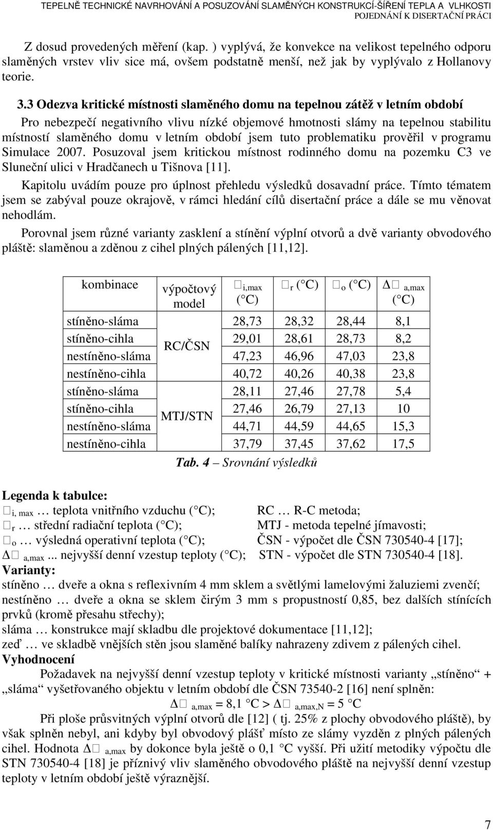 období jsem tuto problematiku prověřil v programu Simulace 2007. Posuzoval jsem kritickou místnost rodinného domu na pozemku C3 ve Sluneční ulici v Hradčanech u Tišnova [11].