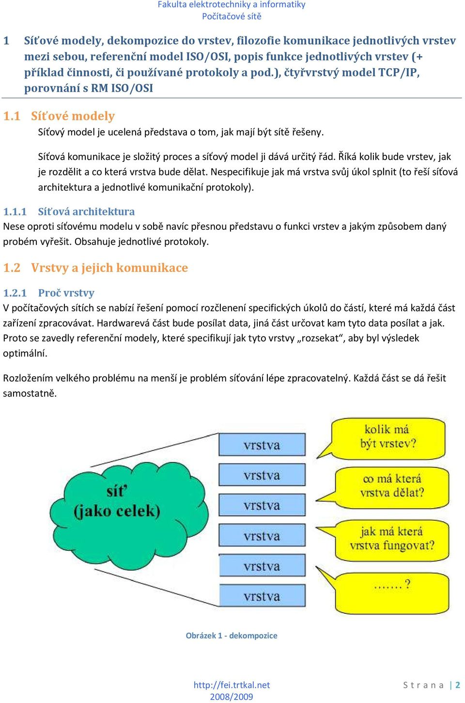 Síťová komunikace je složitý proces a síťový model ji dává určitý řád. Říká kolik bude vrstev, jak je rozdělit a co která vrstva bude dělat.