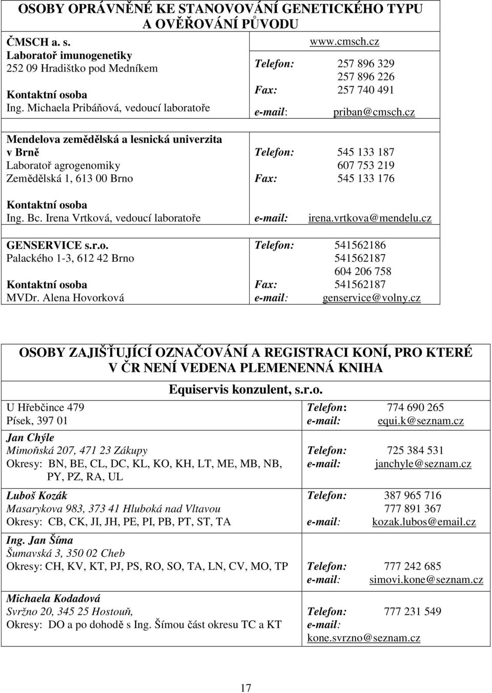 cz Mendelova zemědělská a lesnická univerzita v Brně Laboratoř agrogenomiky Zemědělská 1, 613 00 Brno Telefon: 545 133 187 607 753 219 Fax: 545 133 176 Kontaktní osoba Ing. Bc.