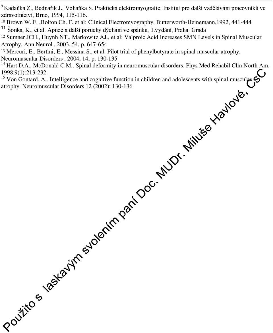 , et al: Valproic Acid Increases SMN Levels in Spinal Muscular Atrophy, Ann Neurol, 2003, 54, p. 647-654 13 Mercuri, E., Bertini, E., Messina S., et al. Pilot trial of phenylbutyrate in spinal muscular atrophy.