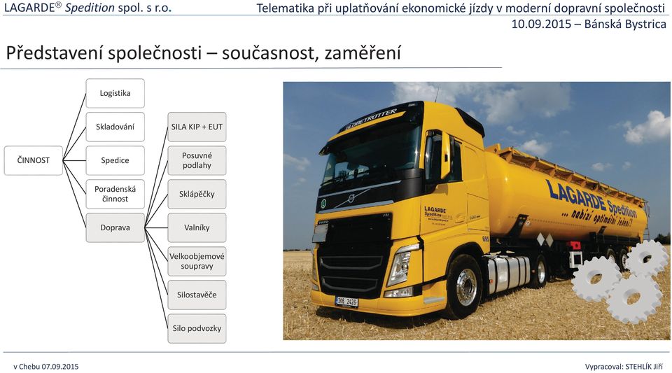 Logistika ČINNOST Skladování SILA KIP + EUT Spedice Posuvné