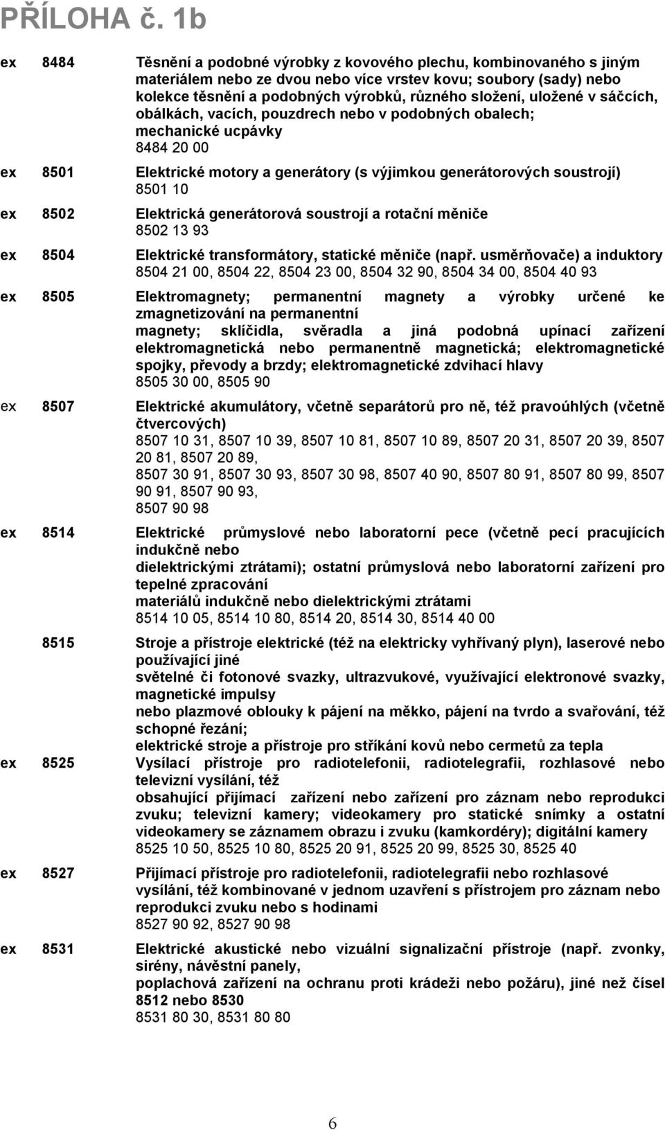 Elektrická generátorová soustrojí a rotační měniče 8502 13 93 ex 8504 Elektrické transformátory, statické měniče (např.