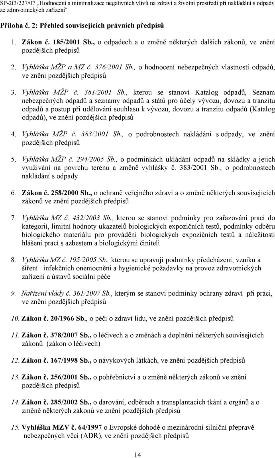 , kterou se stanoví Katalog odpadů, Seznam nebezpečných odpadů a seznamy odpadů a států pro účely vývozu, dovozu a tranzitu odpadů a postup při udělování souhlasu k vývozu, dovozu a tranzitu odpadů