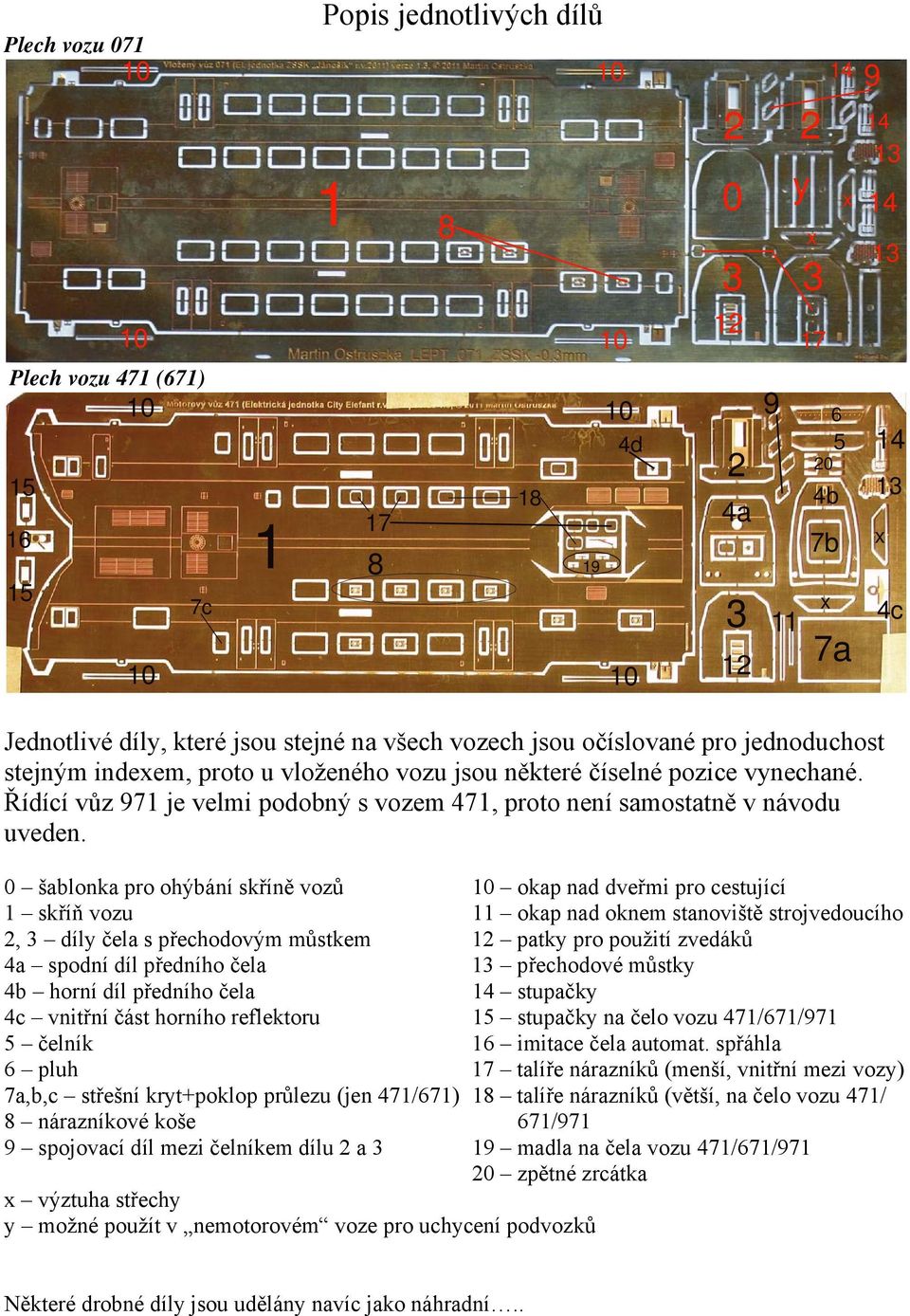 Řídící vůz 971 je velmi podobný s vozem 471, proto není samostatně v návodu uveden.