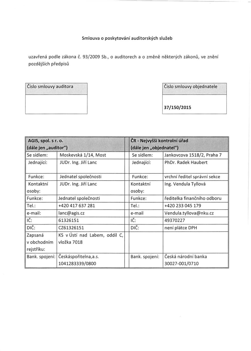Ing. Jiří Lanc Jednající: PhDr. Radek Haubert Funkce: Jednatel společnosti Funkce: vrchní ředitel správní sekce Kontaktní JUDr. Ing. Jiří Lanc Ko ntaktní Ing.