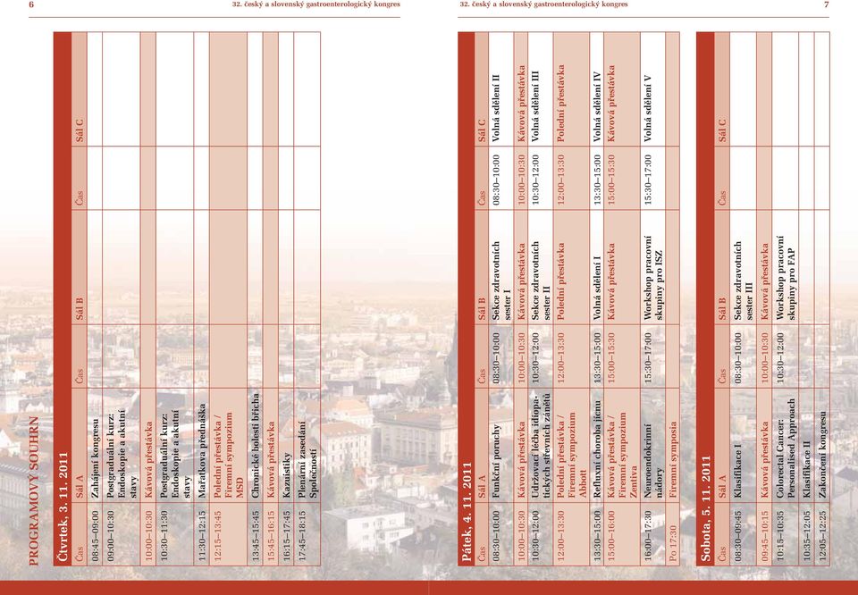 akutní stavy 11:30 12:15 Mařatkova přednáška 12:15 13:45 Polední přestávka / Firemní sympozium MSD 13:45 15:45 Chronické bolesti břicha 15:45 16:15 Kávová přestávka 16:15 17:45 Kazuistiky 17:45 18:15