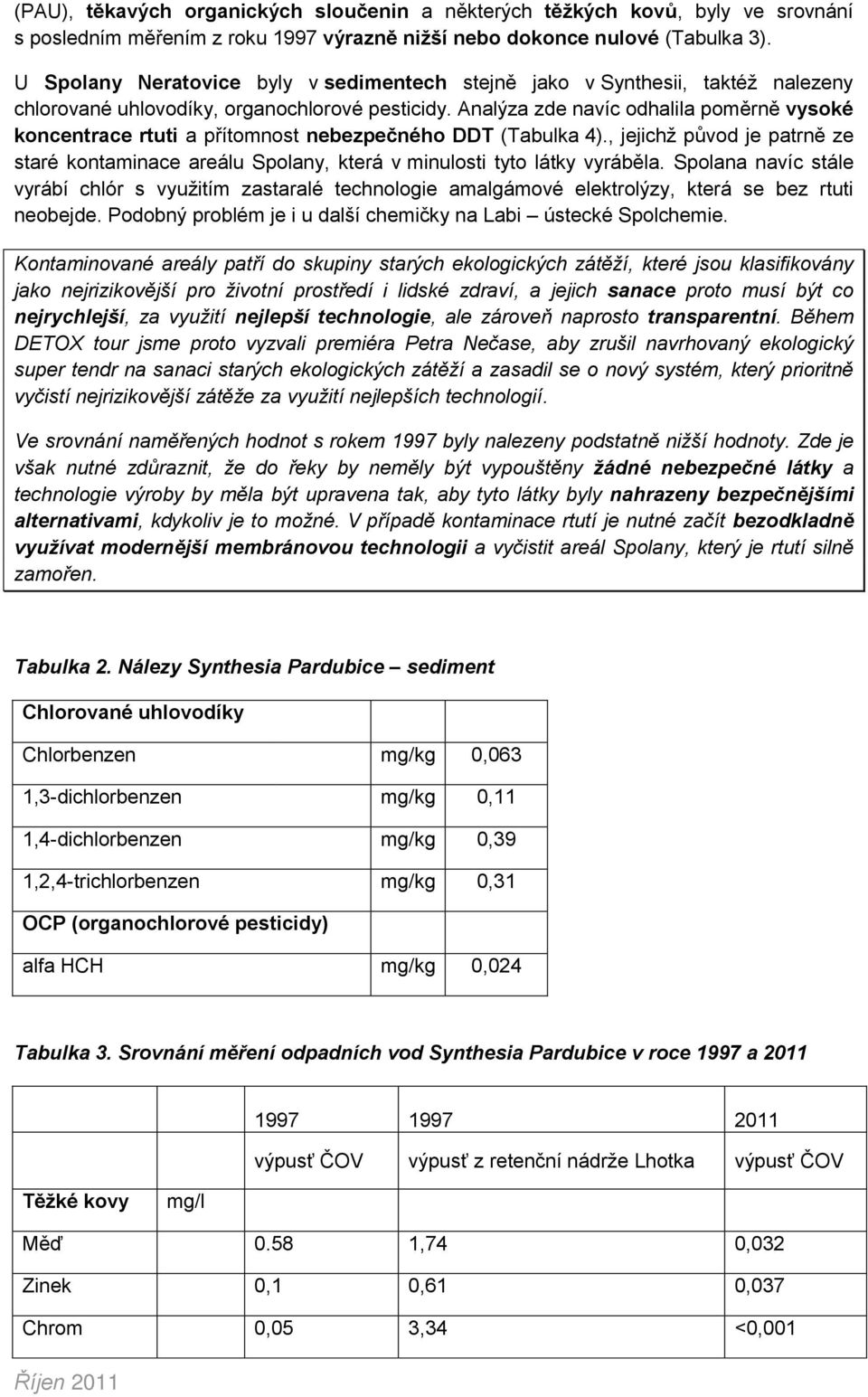 Analýza zde navíc odhalila poměrně vysoké koncentrace rtuti a přítomnost nebezpečného DDT (Tabulka 4).