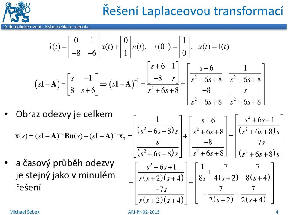 + 6+ 8 + 6+ 8 x() ( I A) B() + ( I A) x + 8 7 ( ) 6 8 6 8 ( 6 8) + + + + + + + 6+ 7 7 + ( + )( + 4) 8 4( + ) 8( +