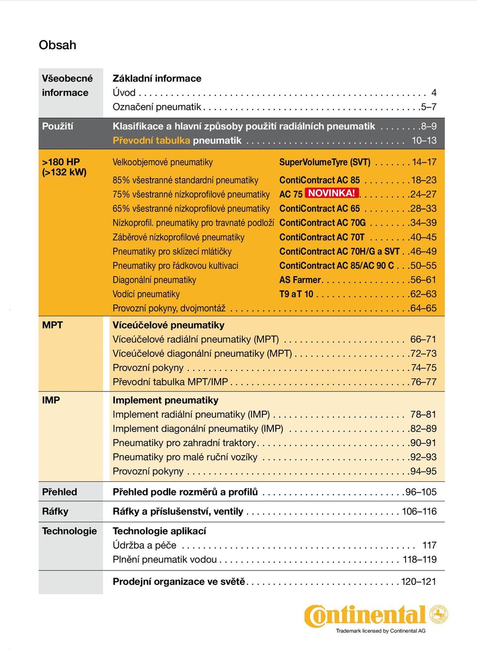 ...... 14 17 (>132 kw) 85% všestranné standardní pneumatiky ContiContract AC 85.........18 23 75% všestranné nízkoprofilové pneumatiky AC 75. NOVINKA!