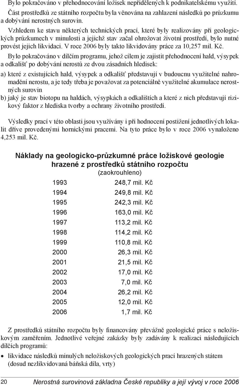 V roce 2006 byly takto likvidovány práce za 10,257 mil. Kč.