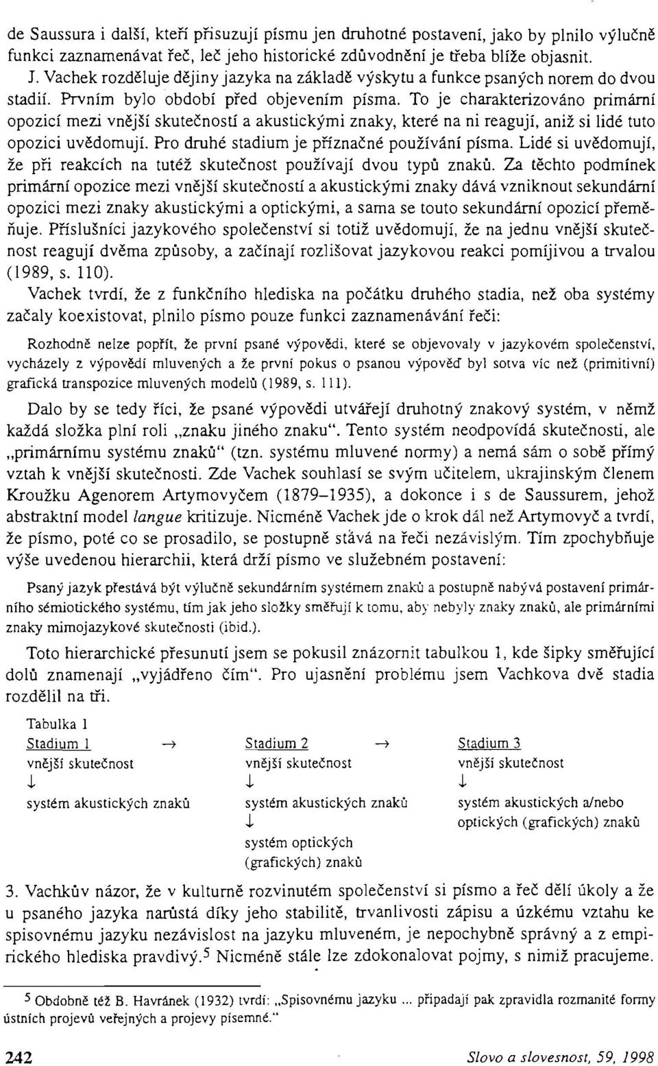 systému mluvené normy vztah k vnější skutečnosti. Zde Vachek souhlasí se svým uč Kroužku Agenorem Artymovyčem (1879-1935), a dokonc abstraktní model langue kritizuje.