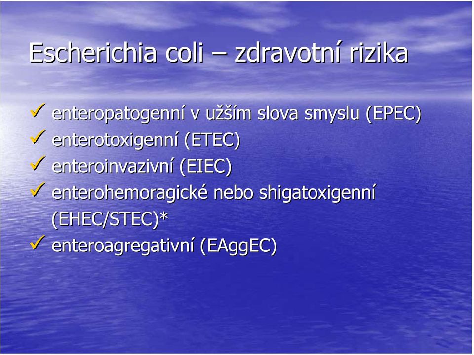 enteroinvazivní (EIEC) enterohemoragické