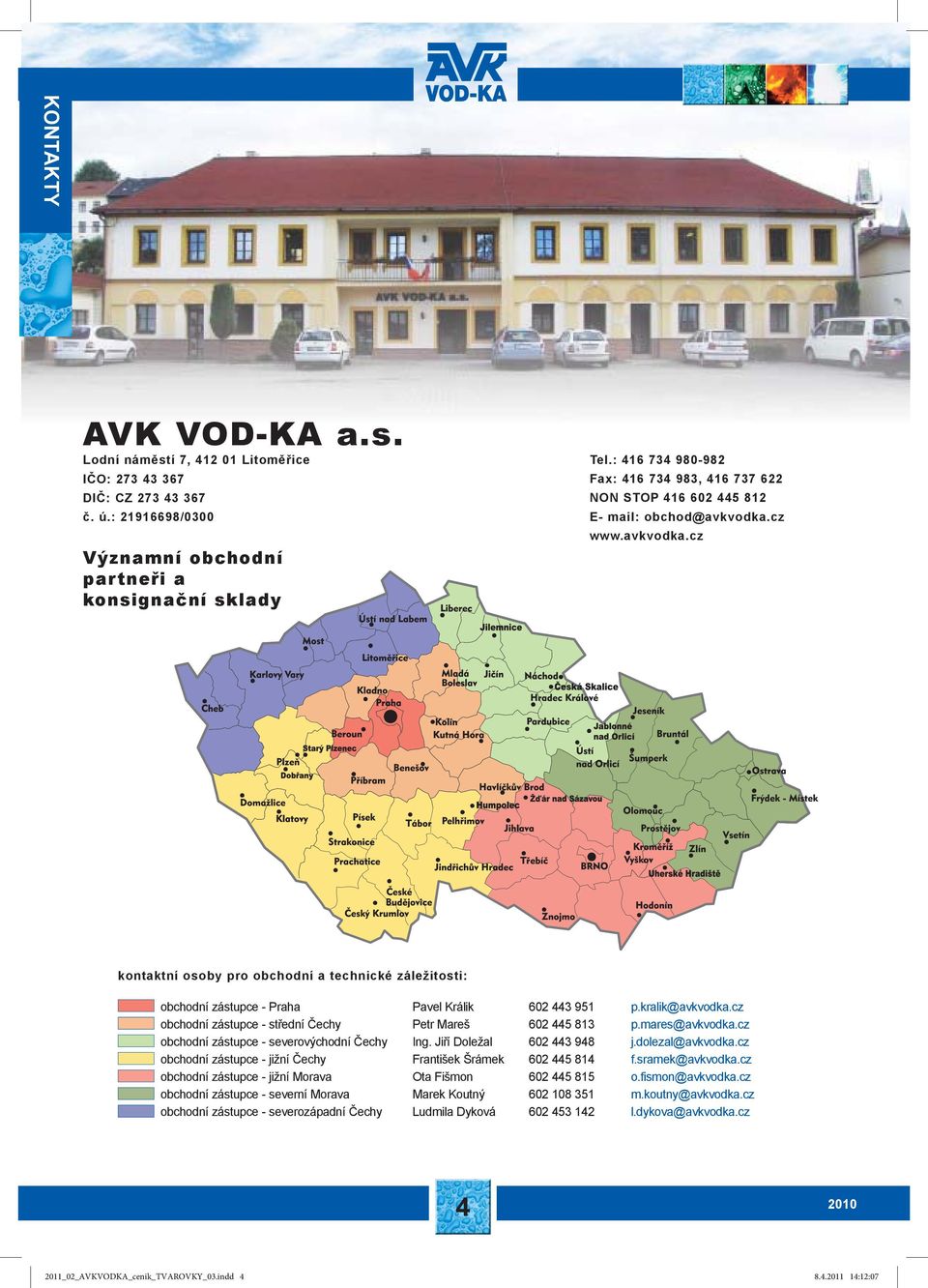 cz www.avkvodka.cz kontaktní osoby pro obchodní a technické záležitosti: obchodní zástupce - Praha Pavel Králik 602 443 951 p.kralik@avkvodka.