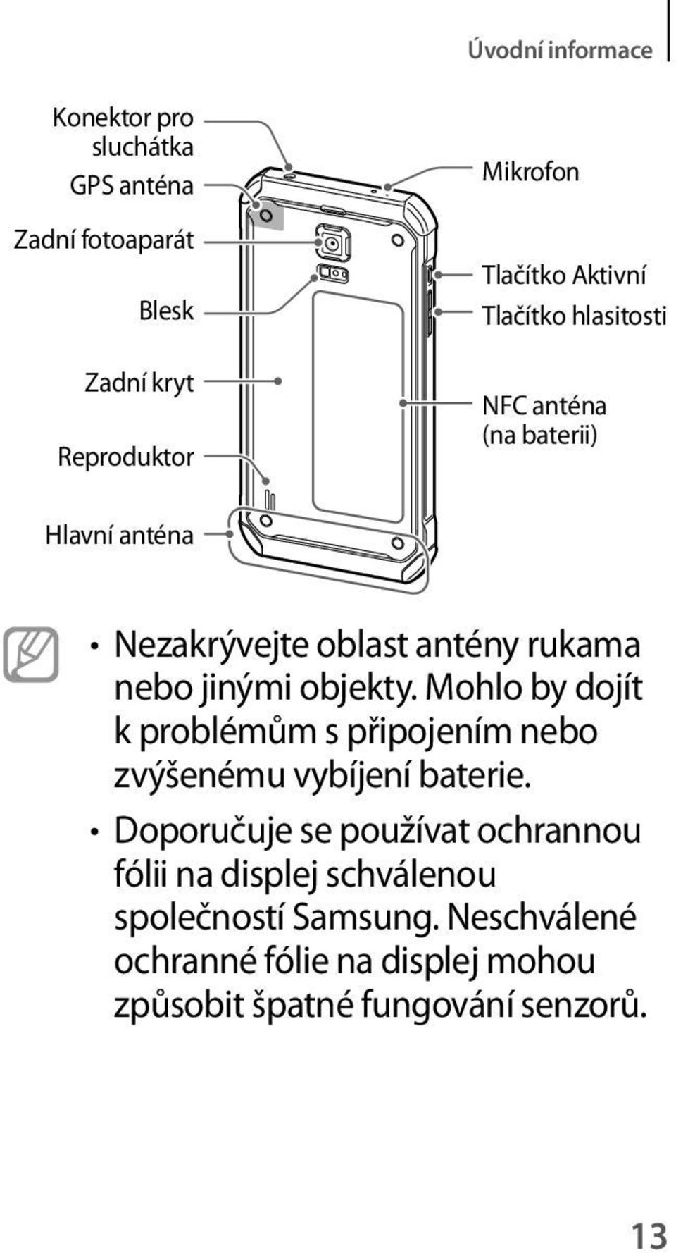 objekty. Mohlo by dojít k problémům s připojením nebo zvýšenému vybíjení baterie.