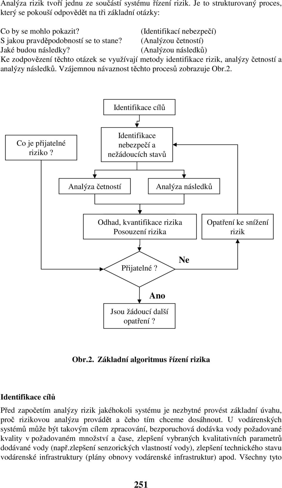 (Analýzou následků) Ke zodpovězení těchto otázek se využívají metody identifikace rizik, analýzy četností a analýzy následků. Vzájemnou návaznost těchto procesů zobrazuje Obr.2.